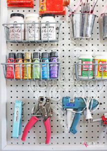 Stenciled Pegboard Craft Organizer - incredibly functional and so pretty!