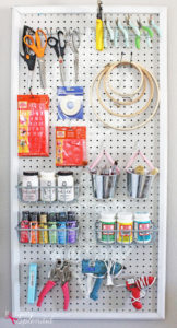 Stenciled Pegboard Craft Organizer - incredibly functional and so pretty!
