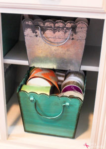 Turn an outdated hutch into a craft storage center
