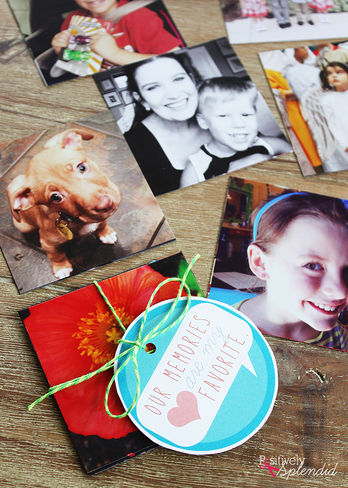 DIY Photo Magnets - Tutorial from Positively Splendid. Free printable tags make this a fun, easy gift idea!