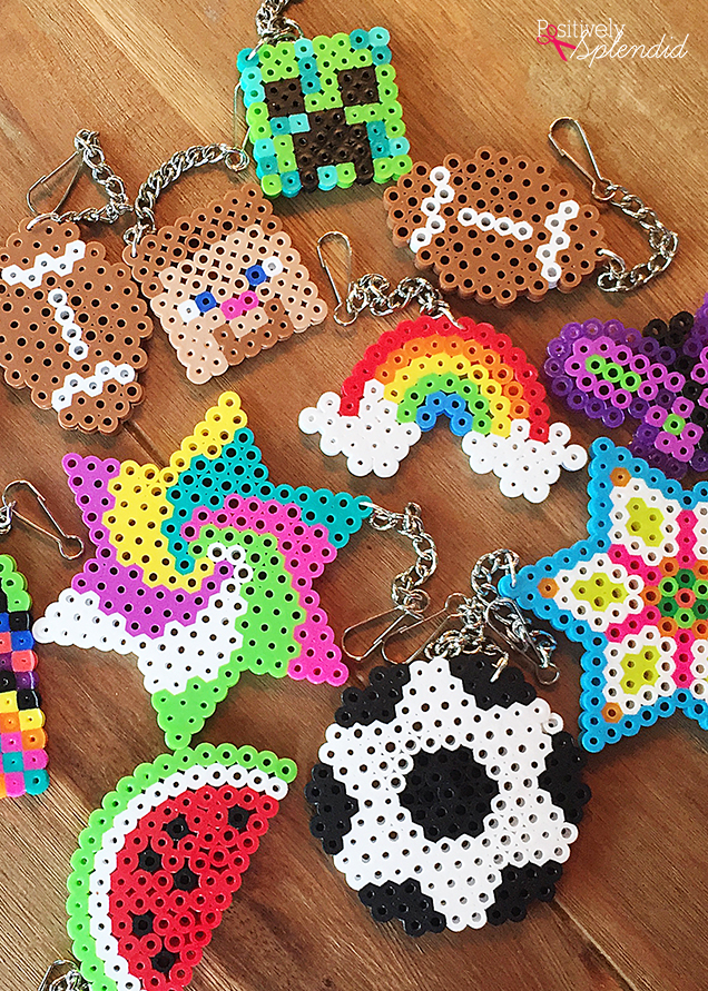 Made from 5mm size perler bead, these keychains measure 3 by 3. Perfect  size for on a backpack, …