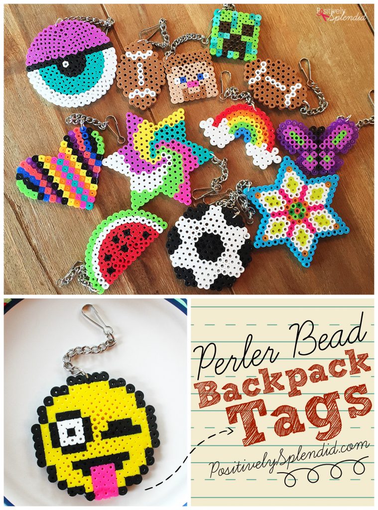 Perler Bead Backpack Tags - Such a great craft for kids! #MichaelsMakers