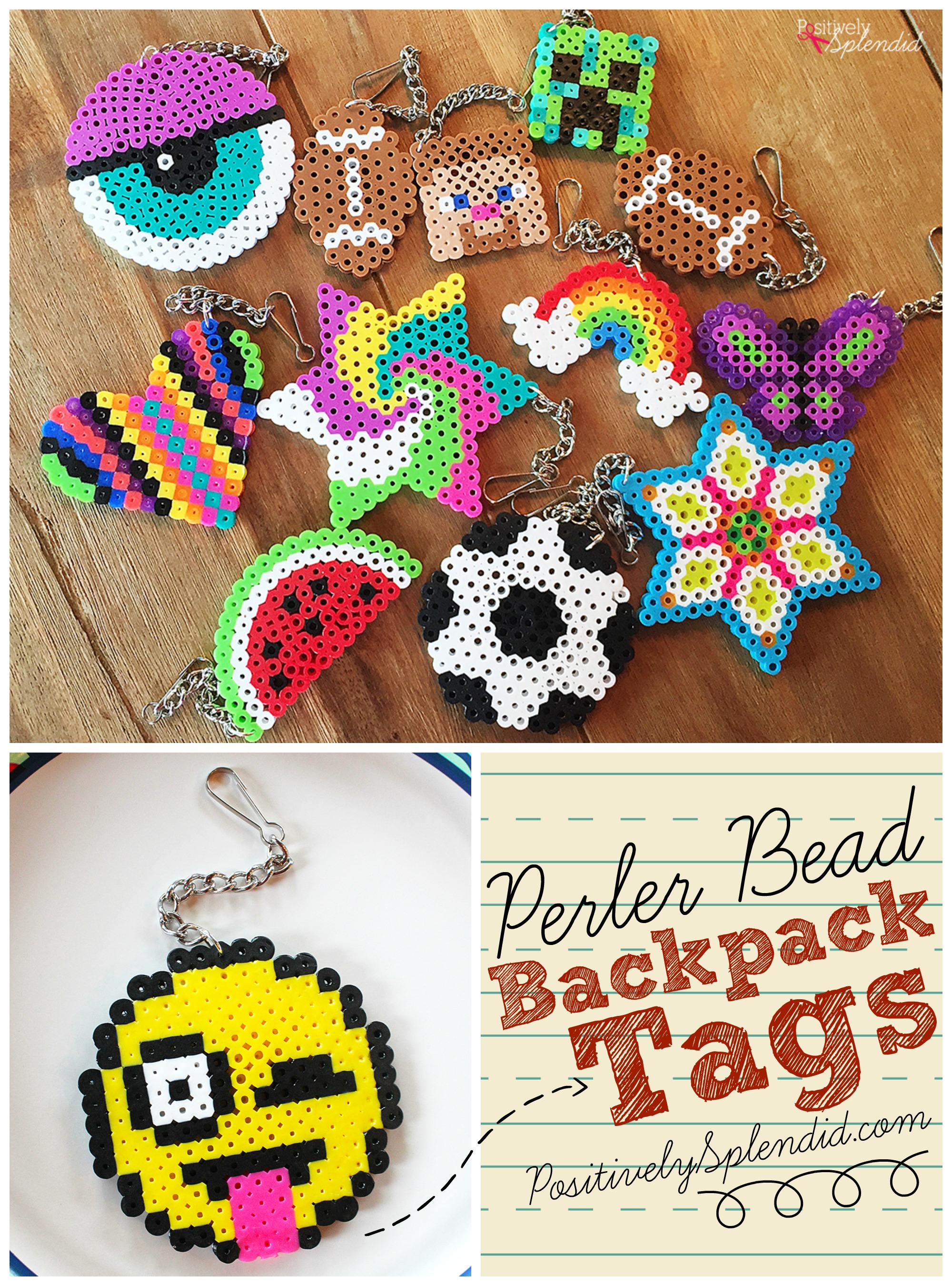 Perler Bead Backpack Tags #MichaelsMakers - Positively Splendid