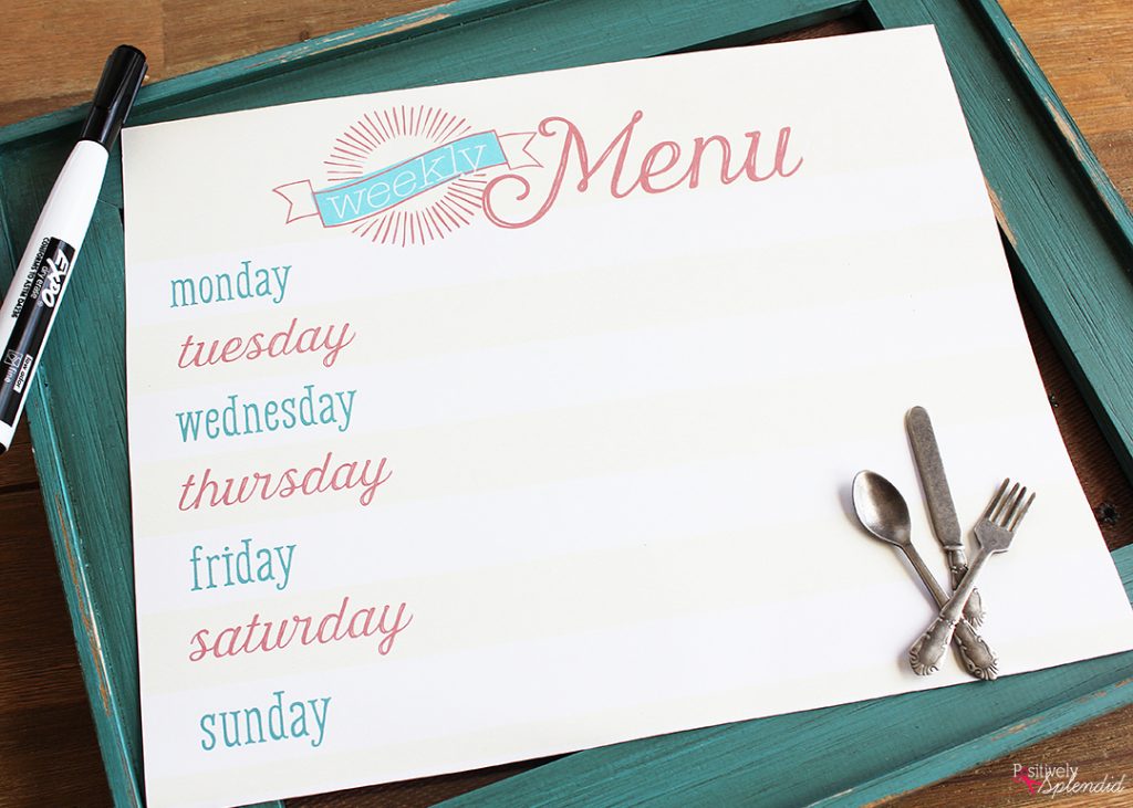 Free Menu Planner Printable from Positively Splendid