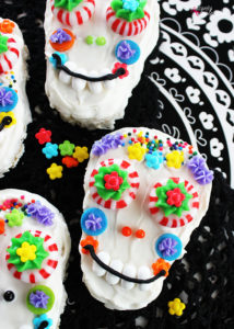 Sugar skull Rice Krispies treats for Day of the Dead. So colorful and clever! #RiceKrispies