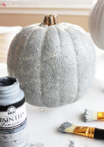 Faux concrete pumpkin planter by Positively Splendid. An easy fall decor craft project. #PlaidCreators