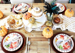 This colorful fall tablescape would be perfect for holiday entertaining! #bhglivebetter