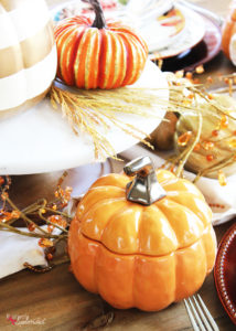 This colorful fall tablescape would be perfect for holiday entertaining! #bhglivebetter