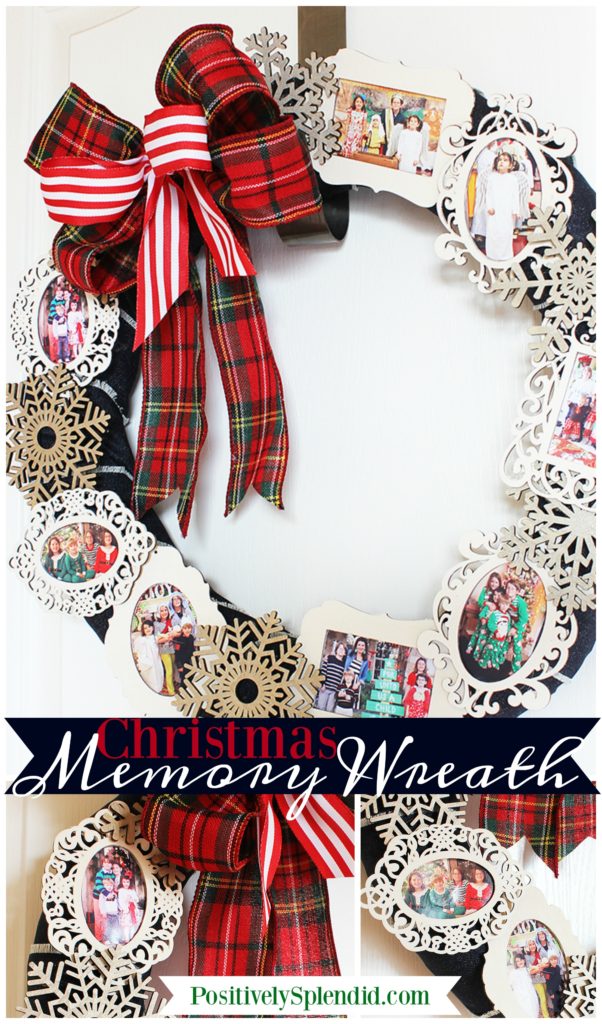 Christmas Memory Photo Wreath - Such a great way to use favorite holiday photos from throughout the years! #PlaidCreators