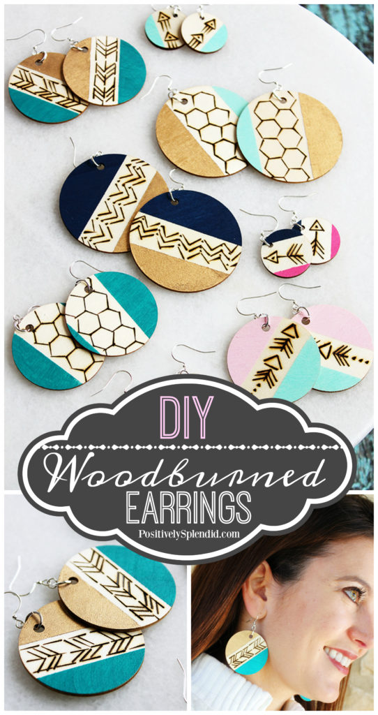 DIY Woodburned Dangle Earrings - A fun gift idea to make in 30 minutes or less! #plaidcreators