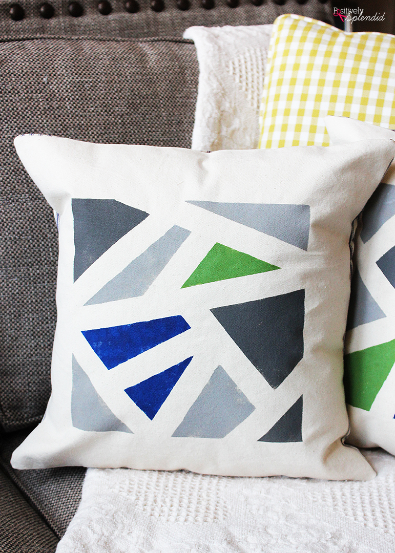 DIY Geometric Painted Pillow Tutorial by Positively Splendid #plaidcreators