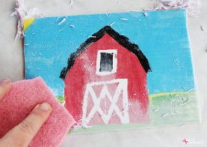 Create a custom photo transfer canvas with your child's artwork using Mod Podge Photo Transfer Medium! So smart! #PlaidCreators
