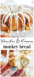 Peaches and Cream Monkey Bread Recipe by Positively Splendid. A perfect idea for brunch or dessert!