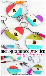 Quick and Easy Craft Idea: Monogrammed Wooden Keychains. Make great gifts! #PlaidCreators