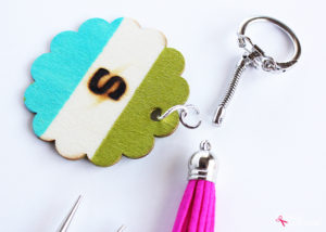 Quick and Easy Craft Idea: Monogrammed Wooden Keychains. Make great gifts! #PlaidCreators