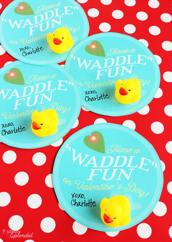 So adorable! Free rubber duck valentine printable at Positively Splendid.