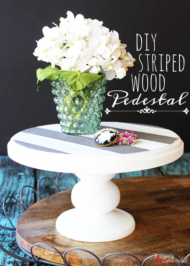 DIY Striped Wood Pedestal #PlaidCreators