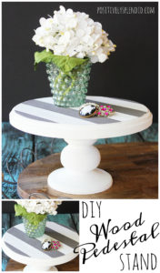 DIY Striped Wood Pedestal #PlaidCreators