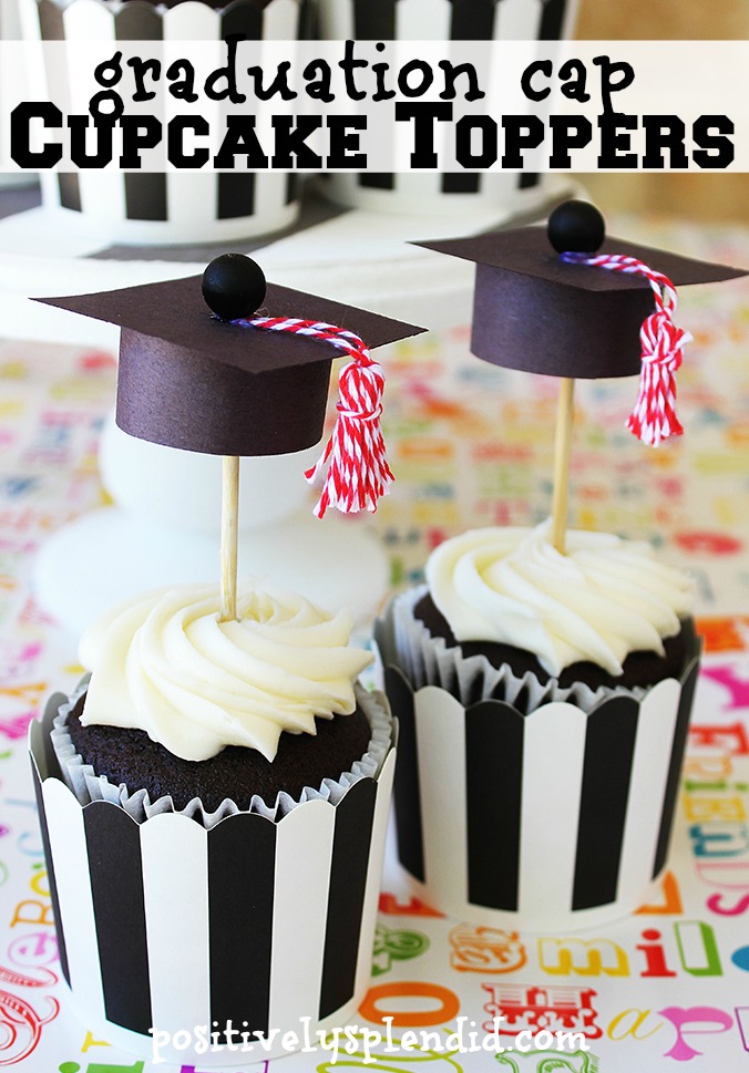 Adorable DIY graduation cap cupcake toppers turn store-bought cupcakes into the perfect party treat! #givebakery