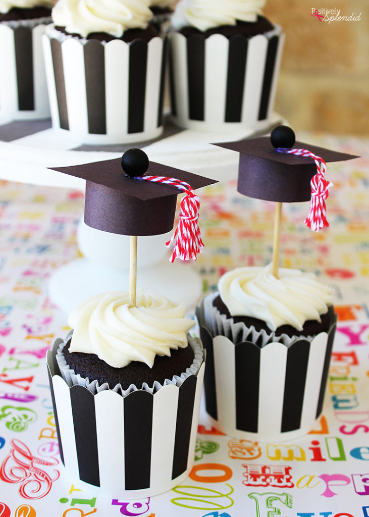 Adorable DIY graduation cap cupcake toppers turn store-bought cupcakes into the perfect party treat! #givebakery