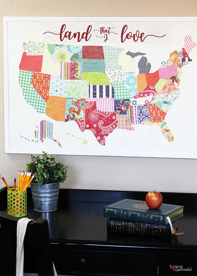 United States Mod Podge Bulletin Board - A great idea for sprucing up an old cork board! #plaidcreators