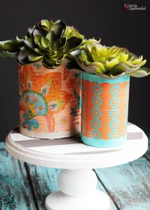 DIY Mod Podge Can Vase - Such a great upcyle project! #plaidcreators