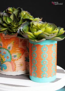 DIY Mod Podge Can Vase - Such a great upcyle project! #plaidcreators