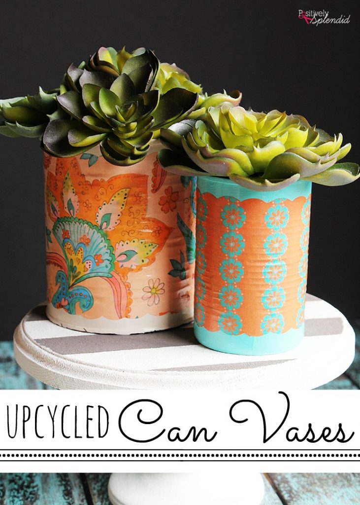 DIY Mod Podge Can Vase - Such a great upcyle project! #plaidcreators