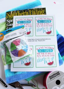 Teacher Pool Gift Idea with Free Printables - A great idea for teacher appreciation for the end of the school year!