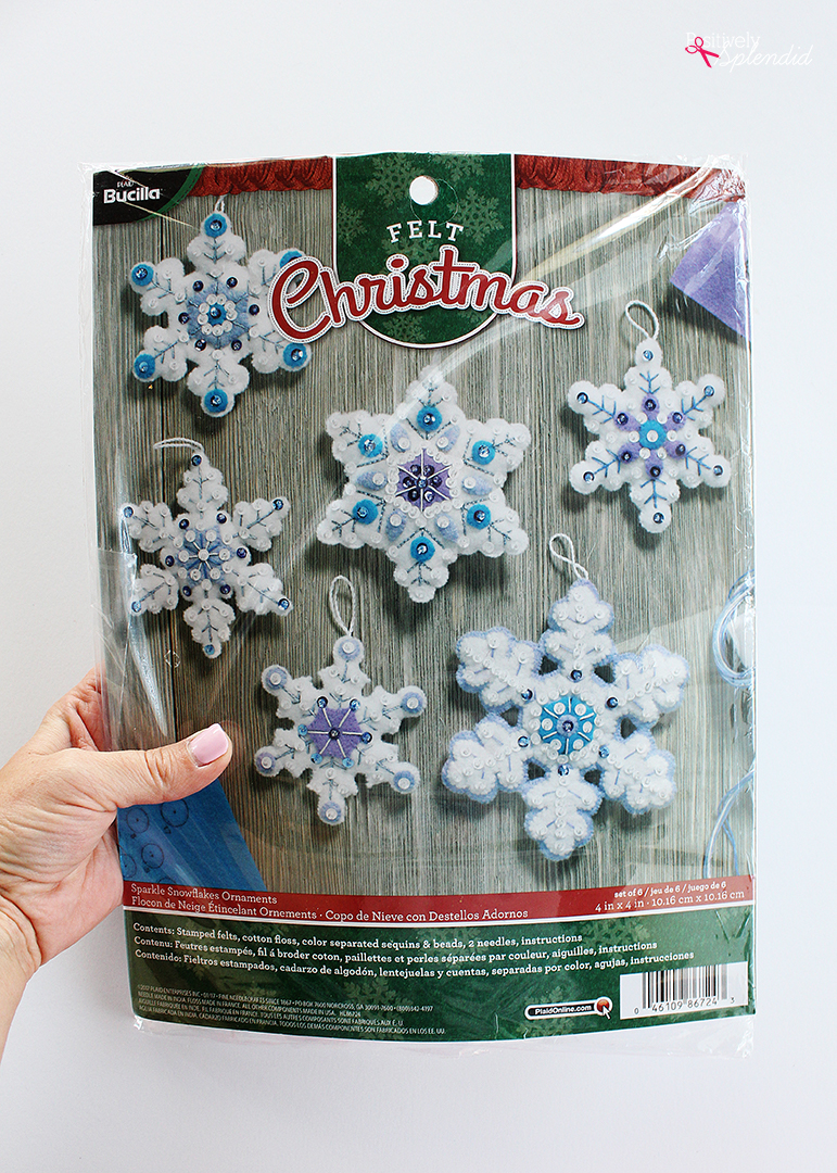 Felt Snowflake Christmas Ornaments - Made easily with a kit from Bucilla!