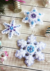 Felt Snowflake Christmas Ornaments - Made easily with a kit from Bucilla!