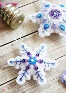 Felt Snowflake Christmas Ornaments - Made easily with a kit from Bucilla!