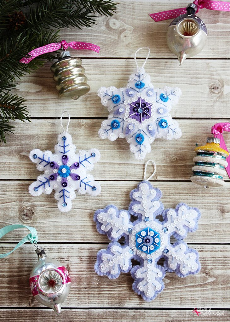 Felt Snowflake Christmas Ornaments - Made easily with a kit from Bucilla!