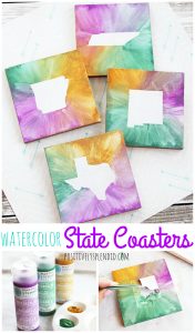 DIY Watercolor State Coasters - Easy DIY craft idea, and great for gifts!