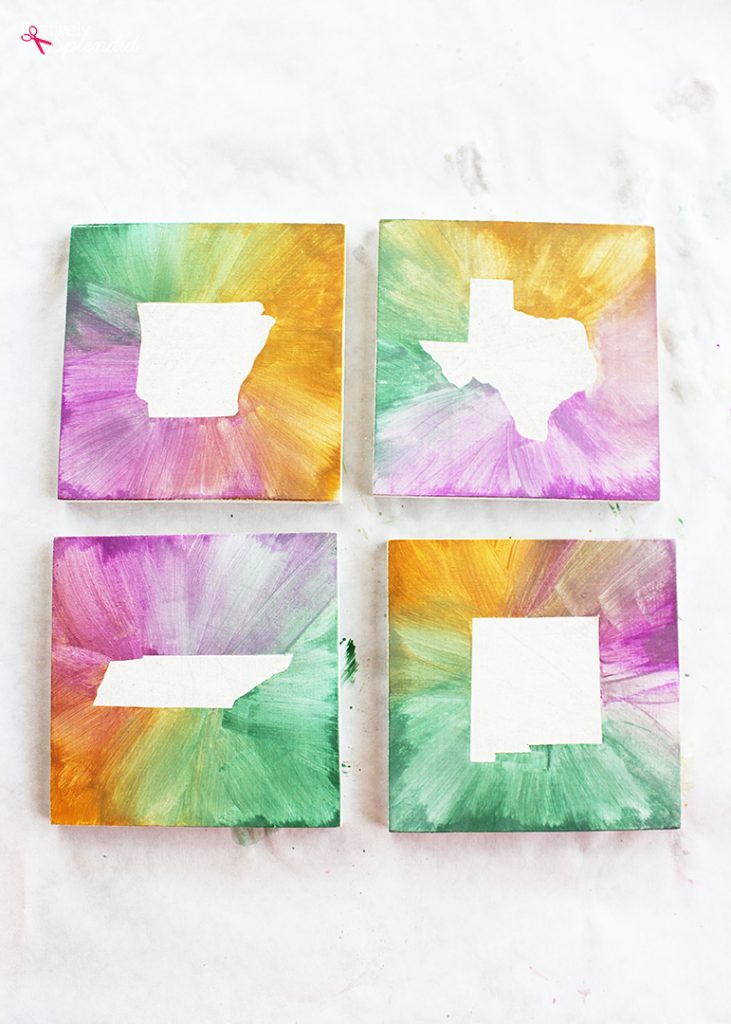 DIY Watercolor State Coasters Positively Splendid {Crafts, Sewing