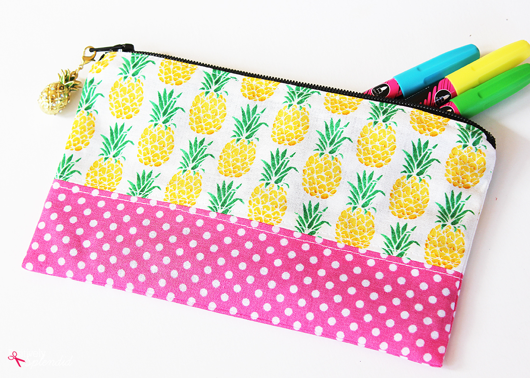 Easy pencil case sewing pattern free tutorial with zipper for