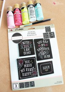Stenciled Bulletin Board - Turn an inexpensive IKEA bulletin board into fun DIY decor for organizing any space!
