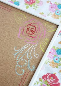 Stenciled Bulletin Board - Turn an inexpensive IKEA bulletin board into fun DIY decor for organizing any space!
