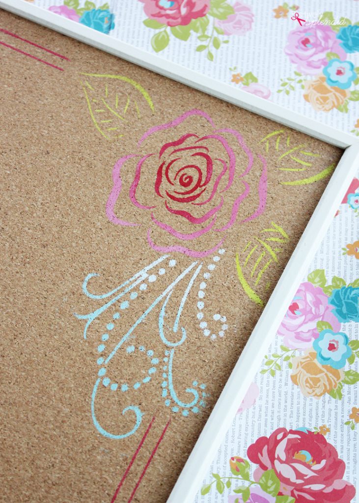 Stenciled Bulletin Board (IKEA Hack) Positively Splendid {Crafts