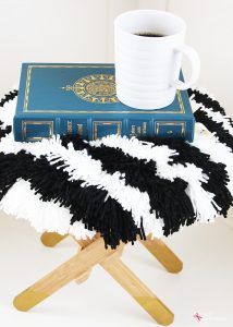 DIY Striped Shag Footstool - IKEA hack