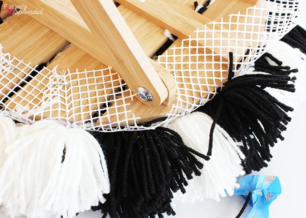 Black and White Striped Shag Footstool (IKEA Hack Idea) Positively