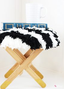 DIY Striped Shag Footstool - IKEA hack