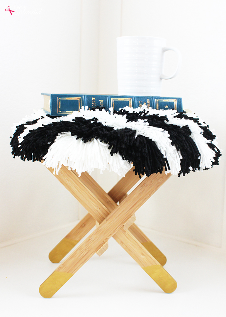 DIY Striped Shag Footstool - IKEA hack 