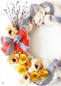 How to Make a DIY Burlap Flower Wreath - Such a pretty idea for any season!
