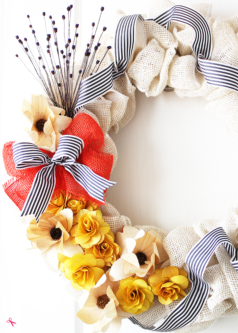 DIY Coastal Burlap Flower Wreath Tutorial - H2OBungalow