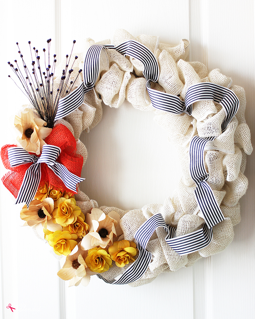 DIY Burlap Wreath and Burlap Flowers - Living Chic Mom