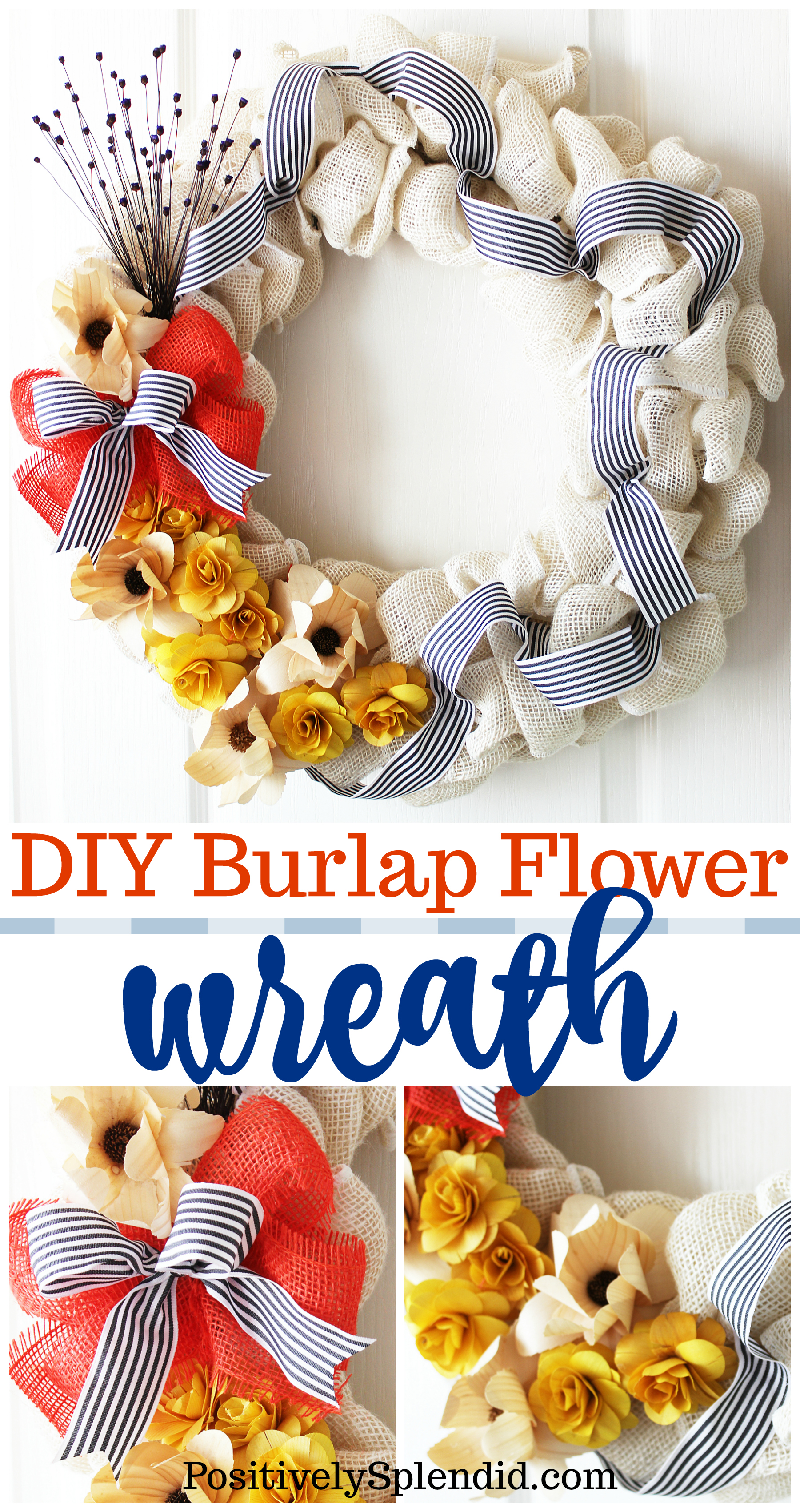 How to Make a DIY Burlap Flower Wreath - Such a pretty idea for any season!