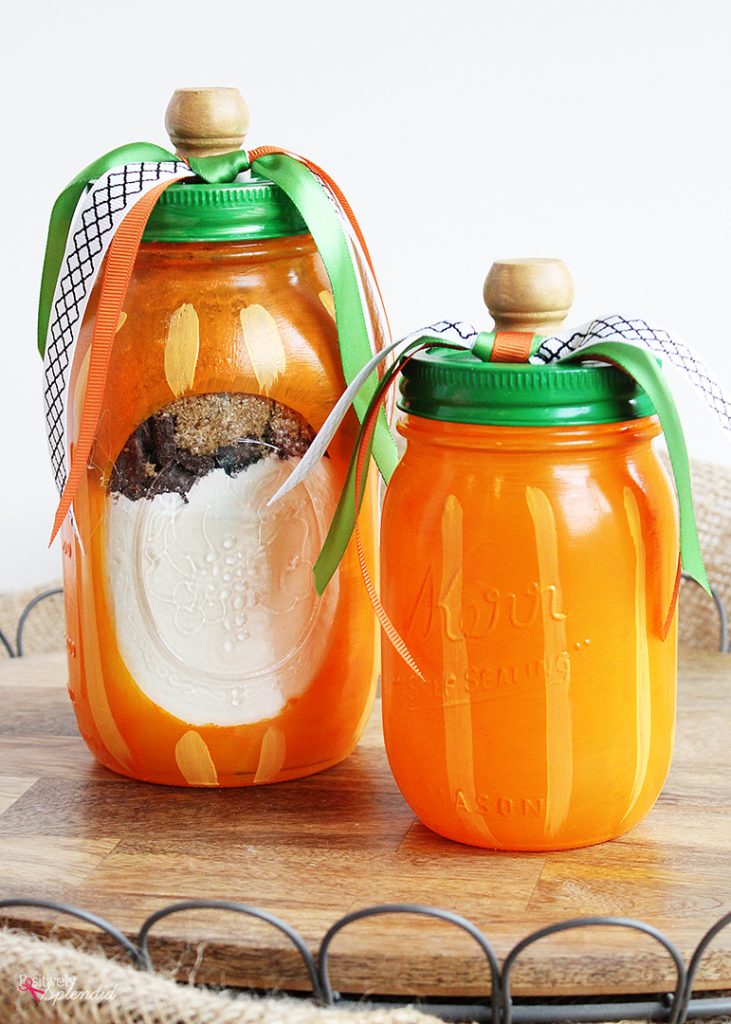 Easy Pumpkin Mason Jar Fall Craft Idea - Perfect for fall jar muffin and cookie mixes!