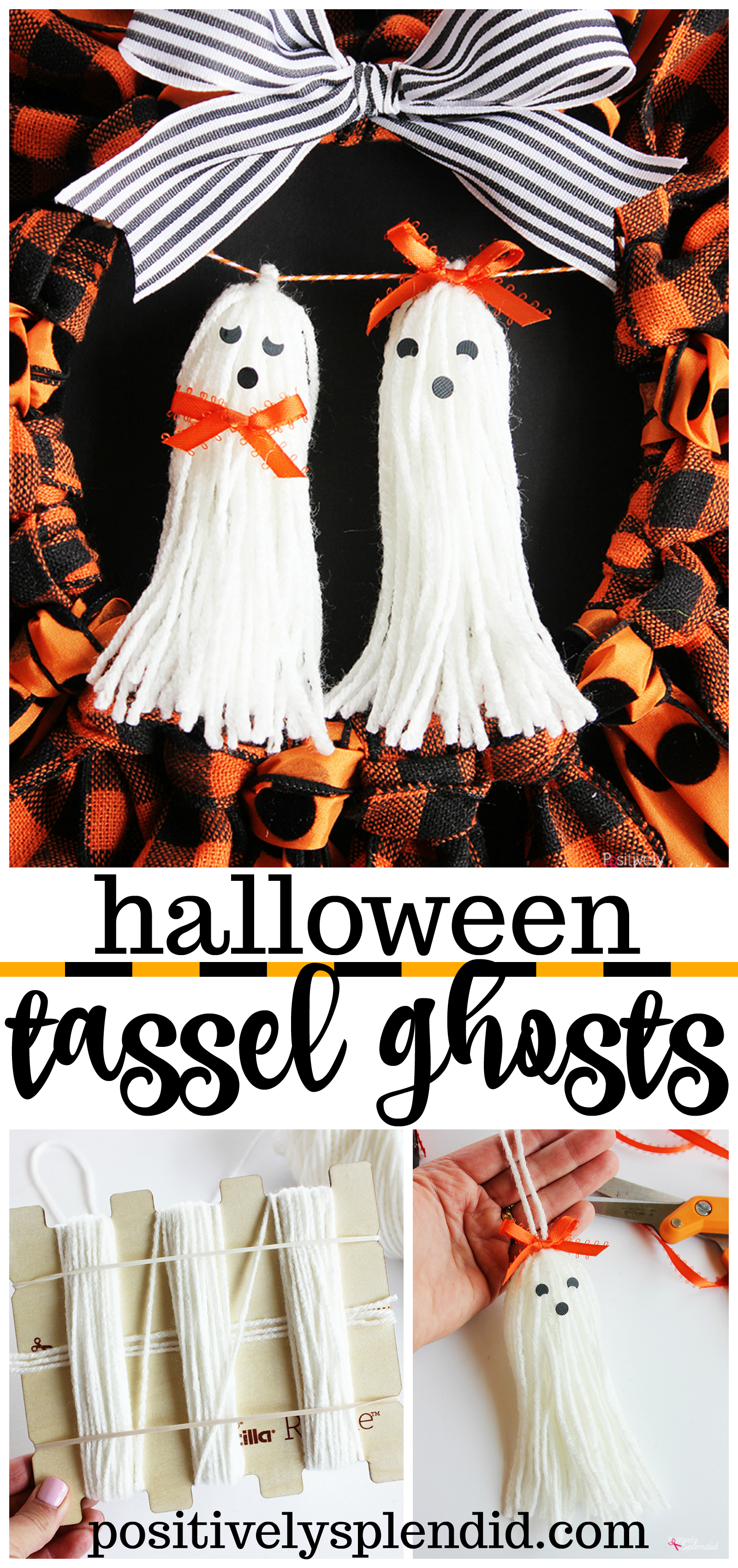 Halloween tassel ghosts--such a fun and easy Halloween craft idea!