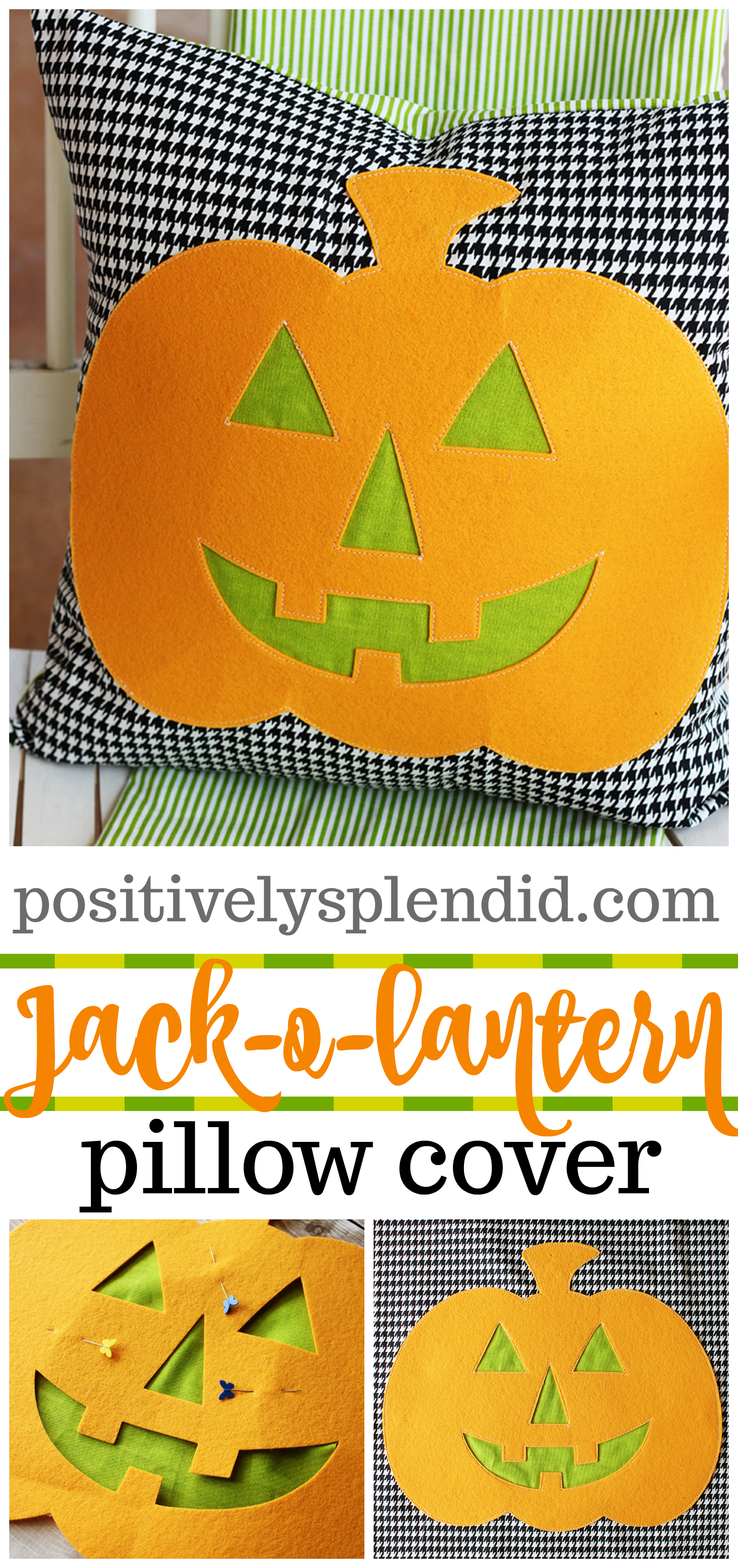 Jack-o-Lantern DIY Halloween Pillow Sewing Tutorial - An easy DIY Halloween decor idea!